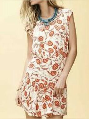 NWT Anthropologie Leifnotes Scattered Stellata Floral Drop Waist Dress Large